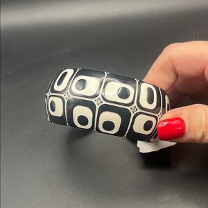 Black and White Geometric Bangle Bracelet